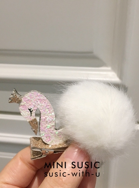 minisusic仙气女童 女宝宝立体白天鹅发饰发夹