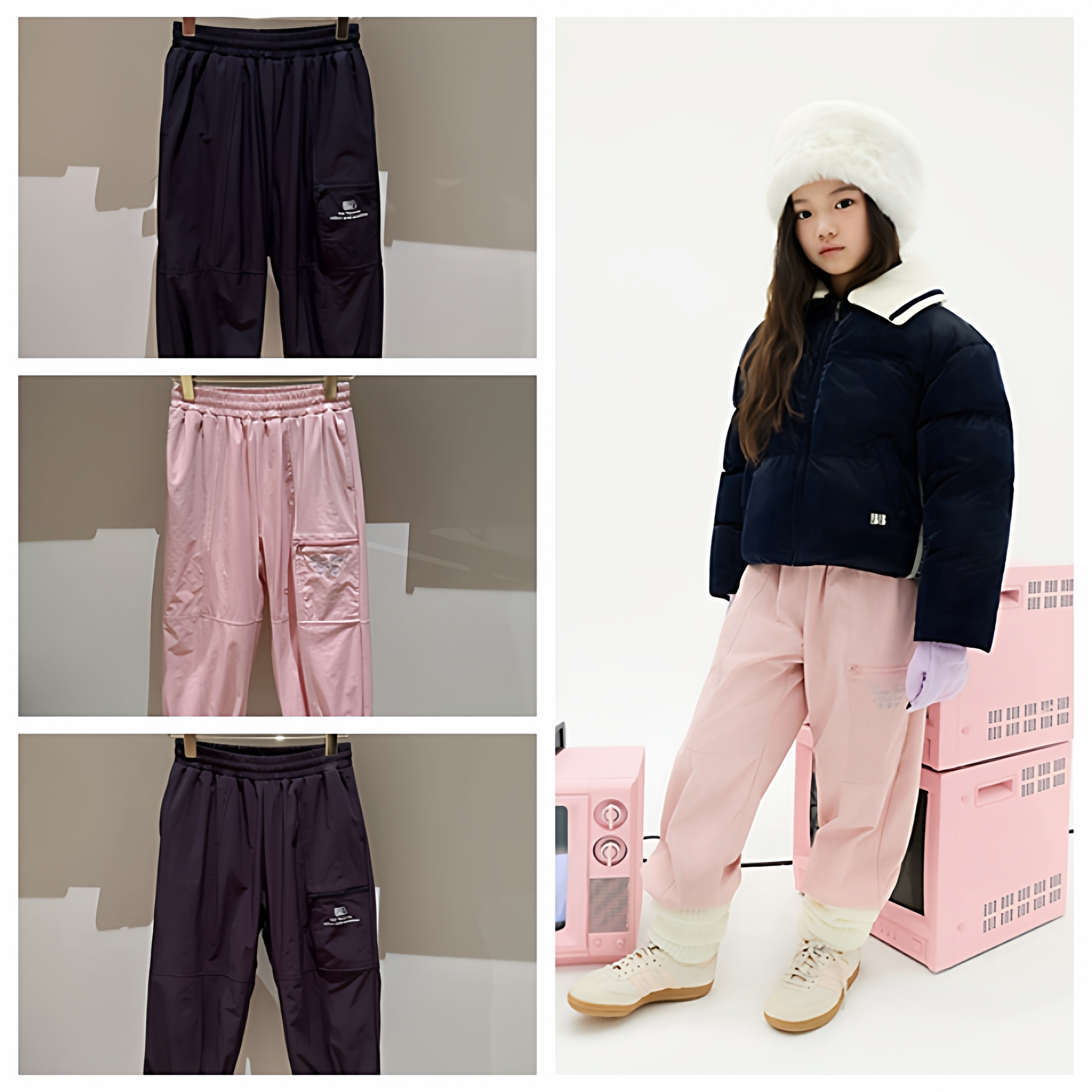 自留120-150韩系女童贝家三色薄绒内里双层柔软面料长裤