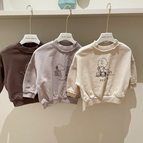 特价包邮90-130日系男女童三色薄毛圈宽松版套头卫衣