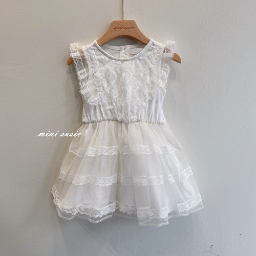 100-140mini susic韩国童装女童硬纱蕾丝超美连衣裙 礼服裙