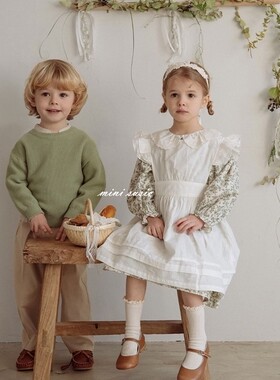 1-8韩系女童淑女田园风纯棉白色薄款背心裙