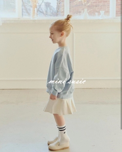 100-145韩系潮童男女童RJ灰色华夫格浅蓝V领薄套头卫衣