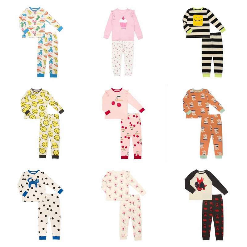 100-150韩系男女童多色满印卡通长袖家居服套装