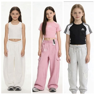 6-16多款男女童抽绳网格裤袋束脚口工装运动裤