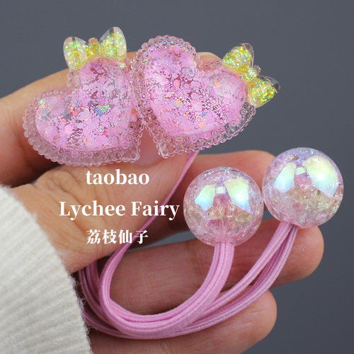 甜美爱心鲸鱼发绳女孩大发圈儿童头绳丸子头高马尾橡皮筋绕绕扎