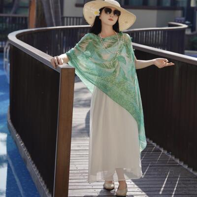 宫佩2025新款海岛三亚旅游包头巾披肩围巾两用拍照洋气外搭