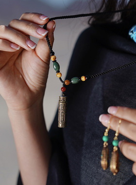 cocoa小苏民族风项链耳饰套装女夏新疆西藏沙漠旅游拍照耳环吊坠