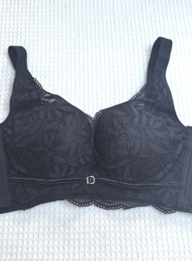 品牌断码无钢圈文胸黑色四排扣90BC杯中厚内衣蜂巢透气孔杯聚拢