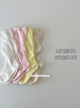 夏季纯色袜女童韩版半筒袜