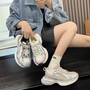 老爹鞋女夏新款2023爆款情侣休闲百搭增高厚底轻便复古跑鞋运动鞋