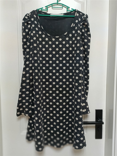 1闲置lovefish恋上鱼兔绒黑色白点斑点连衣裙秋冬裙