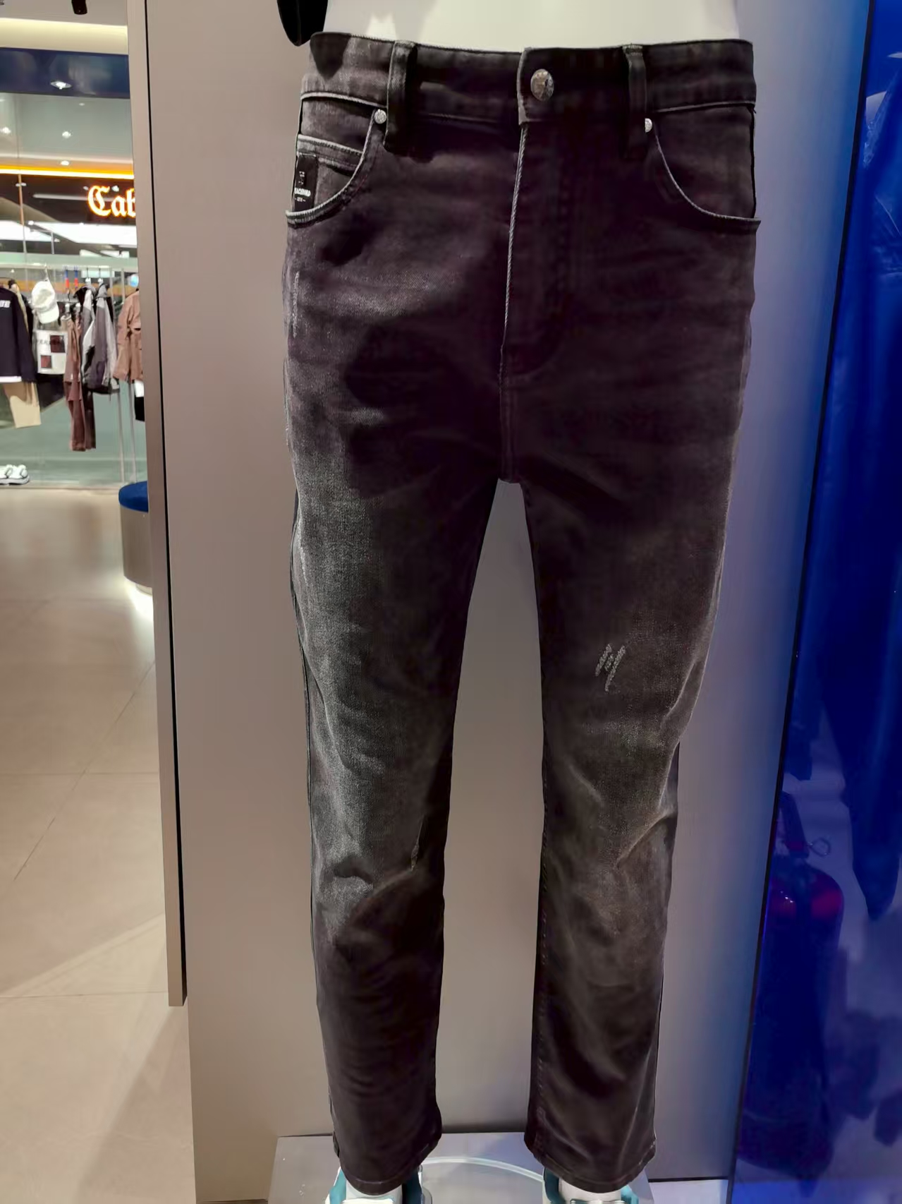 B1HAF1145 太平鸟男装2025秋季新款时尚休闲锥形百搭牛仔深灰长裤