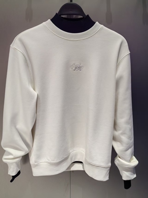 B1CRE4514 太平鸟男装冬季新款时尚白色宽松休闲加绒圆领休闲卫衣