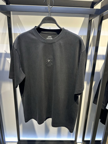 B2CNF2177 太平鸟男装夏季新款黑色宽松简约落肩圆领时尚短袖T恤