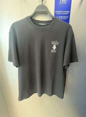 B1CNF2318 太平鸟男装2025夏季新款黑色小熊宽松休闲短袖T恤百搭