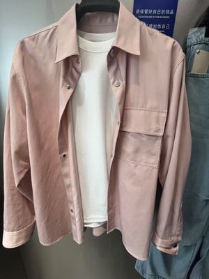 B1CHF3129 太平鸟男装2025秋季新款时尚粉色宽松外穿式衬衫外套潮