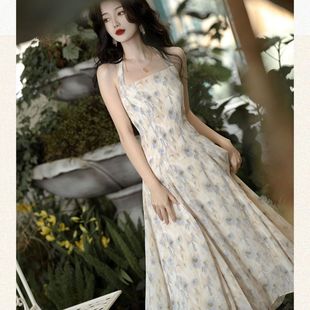 绑带碎花连衣裙女春夏2025新款 法式 小众温柔风气质甜美两件套裙子