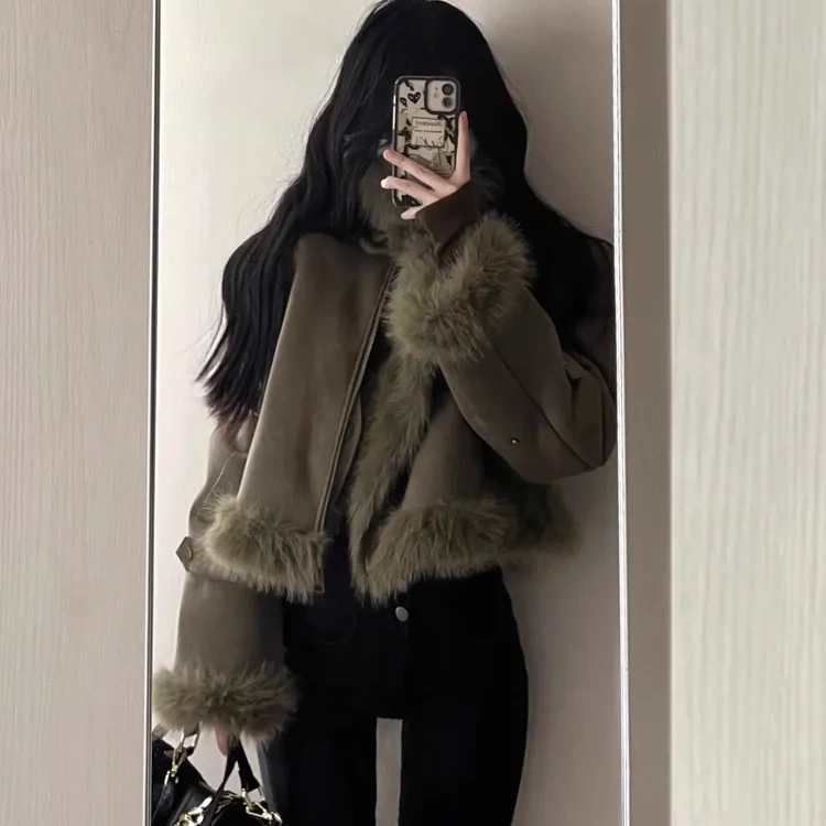 秋冬高级感加厚小个子机车服上衣