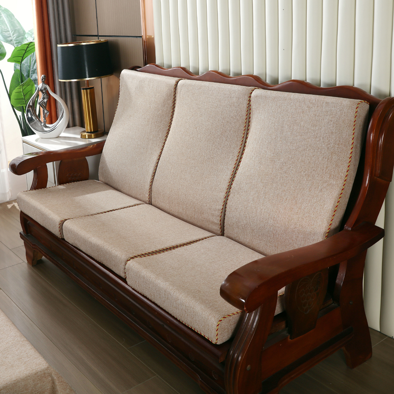 老式木沙发坐垫带靠背实木沙发垫子硬海绵垫加厚联邦椅垫防滑连体