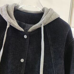 夹克外套时尚 欧洲站春季 长袖 牛仔料针织连帽女装 百搭休闲811 新款