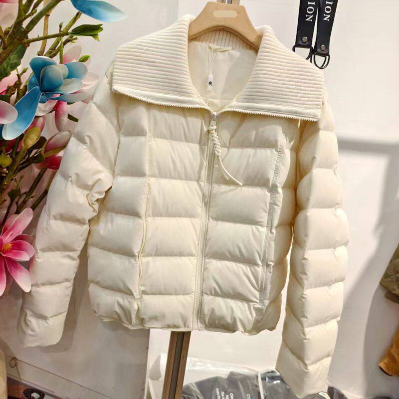 Q26932冬新款针织翻领女装轻薄款90白鸭绒羽绒服外套保暖时尚显瘦