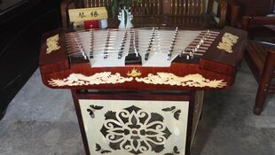 海浪乐器广州花梨木木雕五码十音扬琴12平均律岭南风杨琴正品艺音