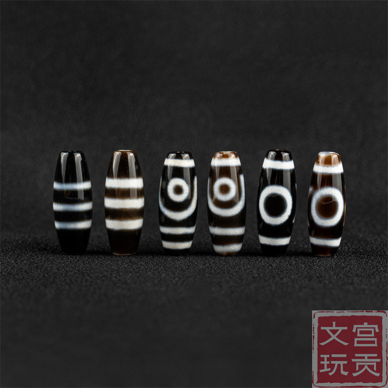 藏传文玩三线天珠黑白珠散珠西藏天珠配饰配珠