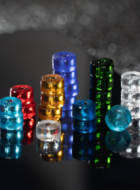 宫贡藏传文玩直切隔片老琉璃磨砂diy散珠配珠隔珠夏天百搭彩色配