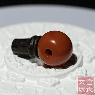 宫贡藏传文玩南红佛头三通加天铁佛塔三通一套