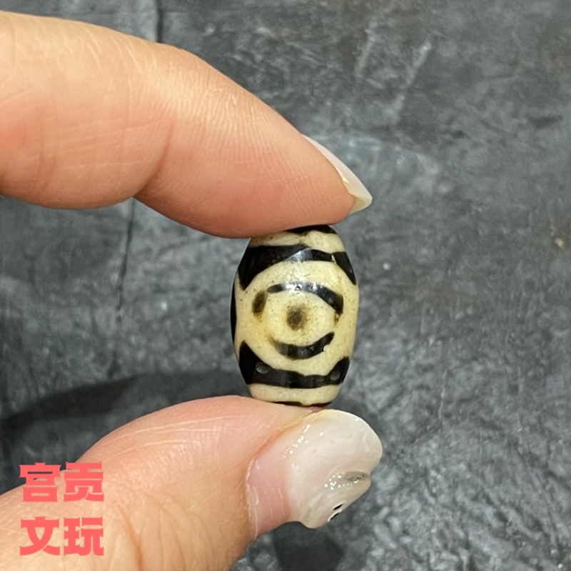 宫贡文玩藏传藏式真品老料器三眼天珠定制男女挂件项链