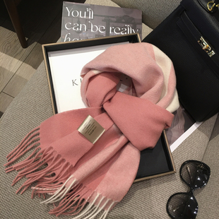 精选澳洲100%羊毛围巾经典英伦格子羊绒围巾披肩两用冬季保暖围脖