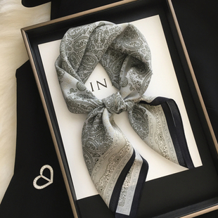 小溜 3月6日新品 轻奢感腰果双绉真丝围巾100%桑蚕丝丝巾70cm方巾