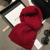 韩国纯色麻花WOOL100%羊毛围巾女披肩两用冬季 新款 户外保暖围脖