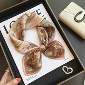 2025古风小镇100%桑蚕丝真丝丝巾气质装 饰领巾53cm小方巾春秋围巾