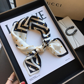 杭州丝绸女春秋季 韩版 波纹圆点真丝丝巾桑蚕丝围巾领巾53cm小方巾