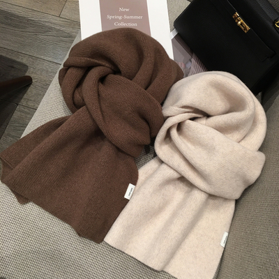 高品质加宽加密纯色澳洲羊毛100%wool围巾百搭大披肩两用保暖围脖