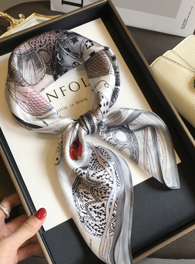 杭州丝绸经典热气球真丝丝巾100%桑蚕丝围巾70cm方巾装饰领巾披肩