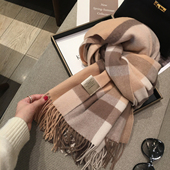 经典 2025冬季 新款 格纹WOOL100%澳洲羊毛围巾加大加厚披肩保暖围脖
