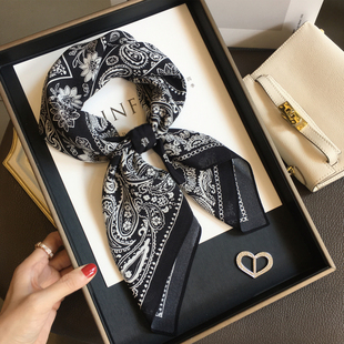 杭州丝绸老钱风腰果100%桑蚕丝围巾真丝方巾秋季百搭领巾双绉丝巾