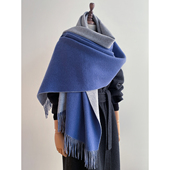 加大版 澳洲羊毛WOOL100%羊毛围巾双面加大加厚披肩两用保暖围脖