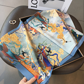 杭州丝绸秋季 丝巾 仙女彩云双绉丝巾披肩桑蚕丝真丝围巾桑蚕丝长款