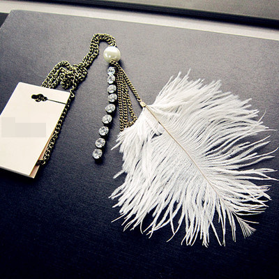 欧美时尚外贸个性质感羽毛奢华宫廷复古优雅女神长项链毛衣链少量
