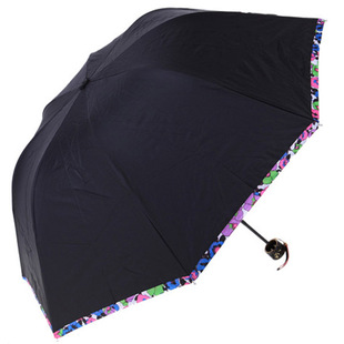 黑色伞拱形公主伞三折折叠女士防晒黑胶色胶创意美伞太阳伞晴雨伞