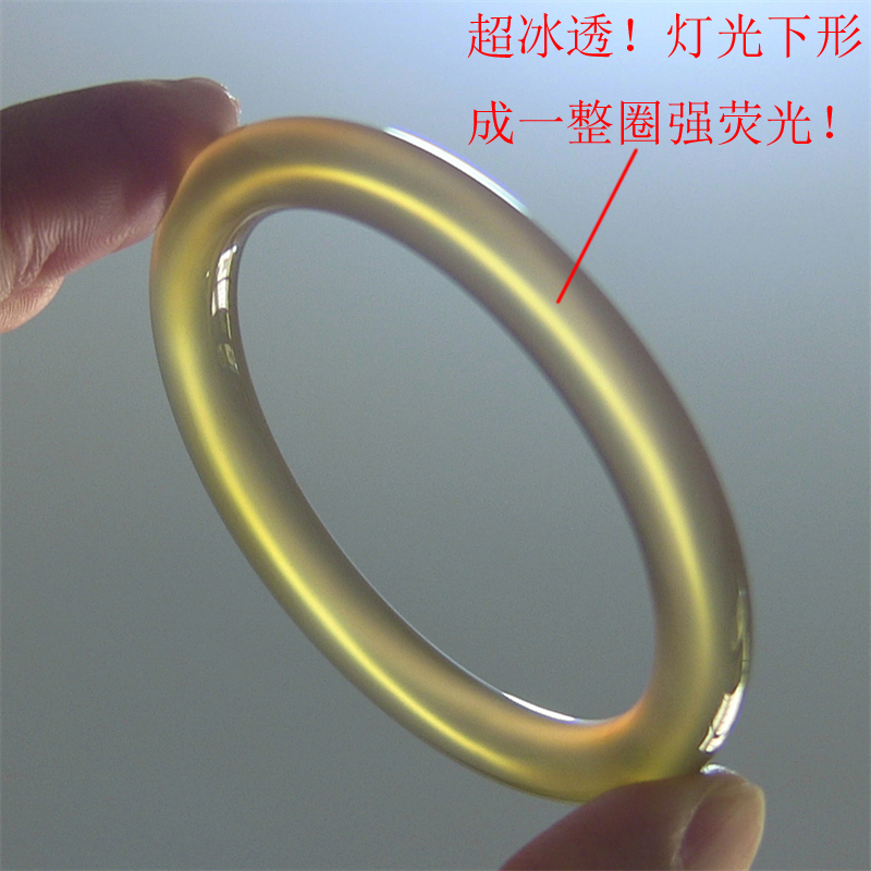 天然巴西玛瑙手镯/复古圆条/原色无忧化/蜜糖色/强荧光玉髓2072