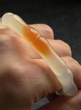 天然巴西玛瑙手镯/巧雕竹节/节节高升/一点红玉髓/鸿运当头2091