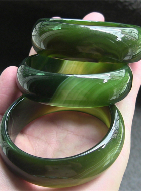 瑕疵品专区/天然巴西玛瑙手镯/加宽加厚/精美纹理玉髓No:145