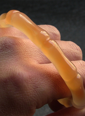 天然巴西玛瑙手镯/巧雕竹节/节节高升/香橙色/水润通透玉髓2004