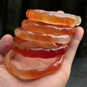 竹节 节节高升 纯手工雕刻 天然巴西玛瑙手镯 水润通透玉髓No 106