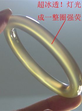 天然巴西玛瑙手镯/复古圆条/原色无忧化/香槟金/强荧光玉髓2048