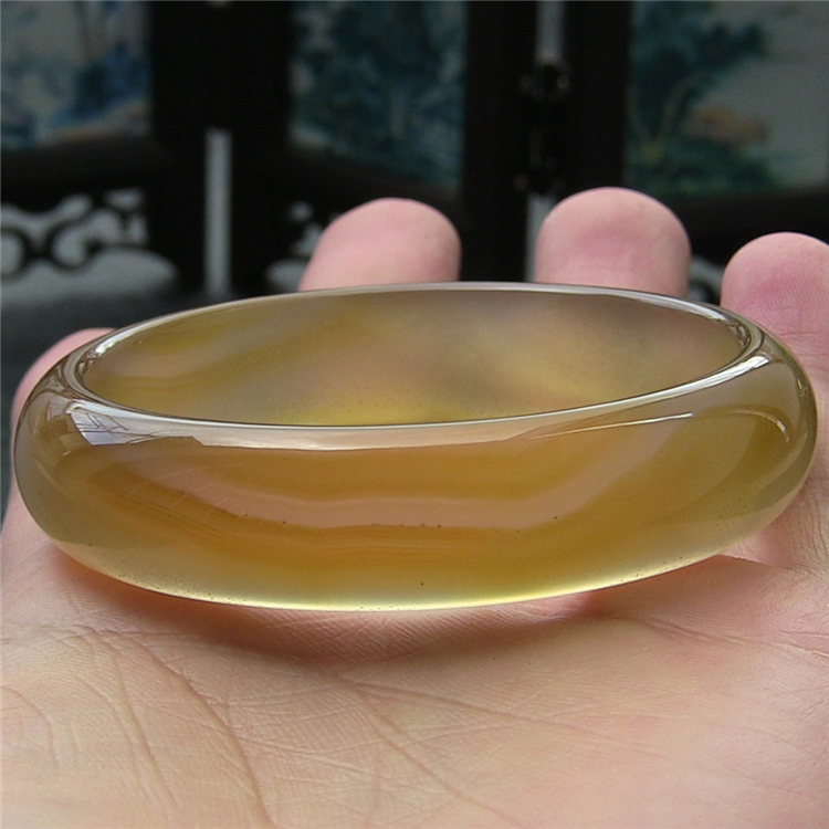 天然巴西玛瑙手镯/加厚不加宽/原色无优化/精美文理/蜜糖色玉髓